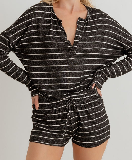 Black & White Striped Pajama- Loungewear