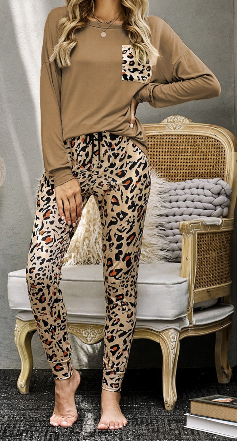 Brown Animal print loungewear